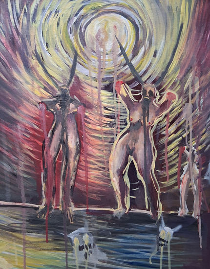 Las 3 des-gracias Oil Canvas Figure Painting