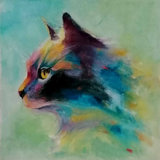 Retrato de Gato Óleo Lienzo Animales