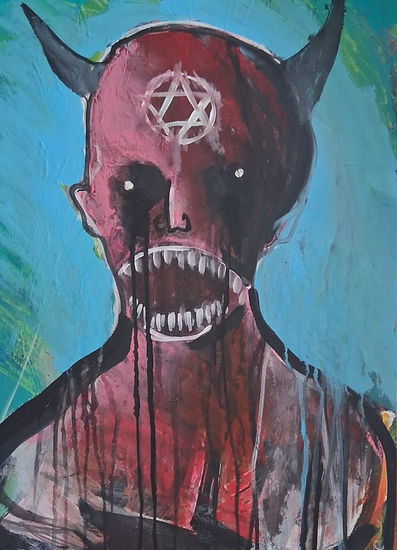 Demonio rojo Acrylic Paper Figure Painting