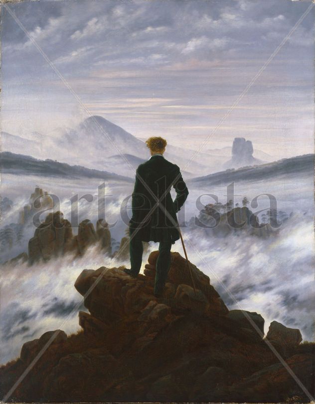 El caminante sobre el mar de niebla - Caspar David Friedrich - Lienzo premium (calidad de galeria)