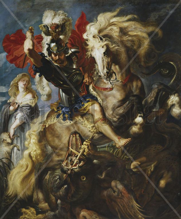 San jorge y el dragon - Peter Paul Rubens - Lienzo premium (calidad de galeria)