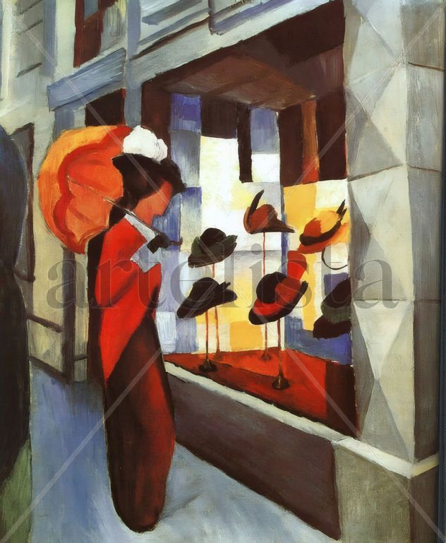 La tienda de sombreros -August Macke - Lienzo premium (calidad de galeria)