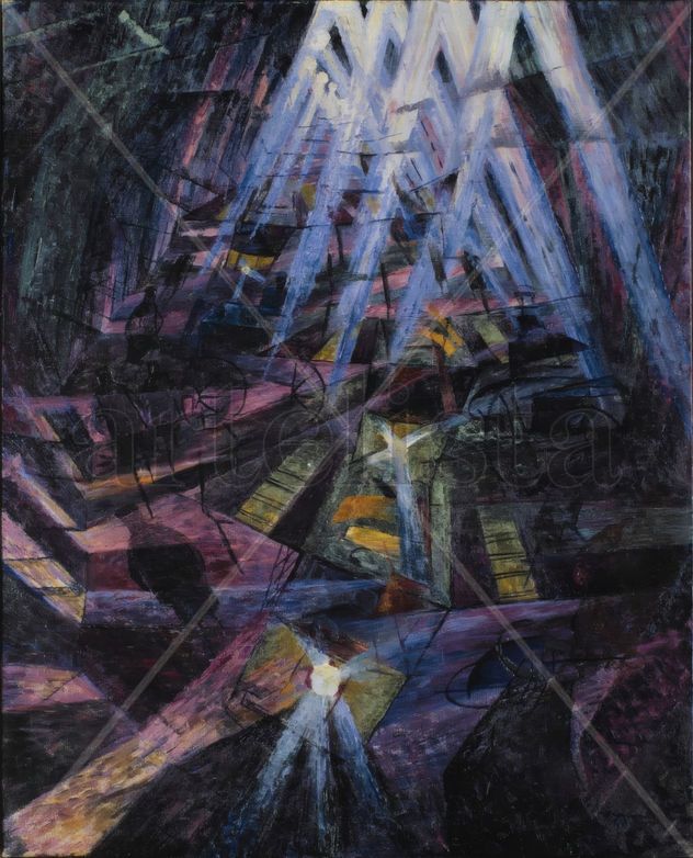 Fuerzas de una calle -Umberto Boccioni - Lienzo premium (calidad de galeria)