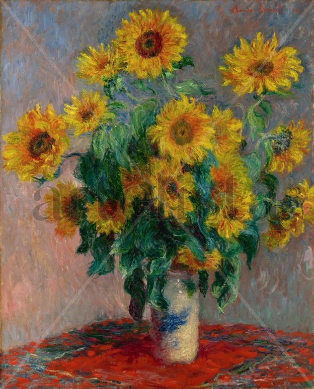 Jarron de girasoles -Claude Monet - Lienzo premium (calidad de galeria)