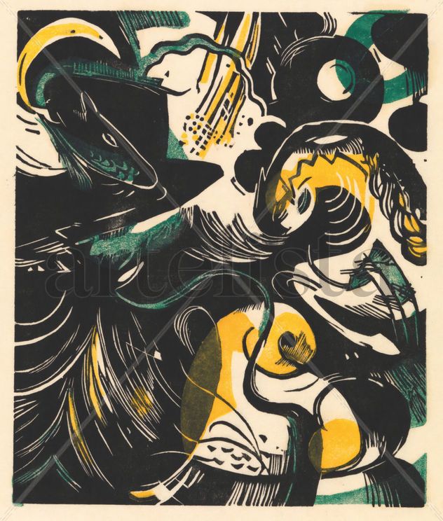 Historia de la creacion II -Franz Marc - Lienzo premium (calidad de galeria)