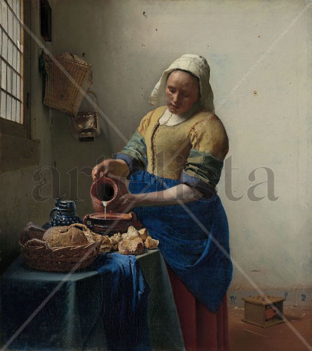 La lechera - Johannes Vermeer - Lienzo premium (calidad de galeria)