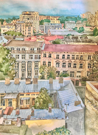 Above the Old City Watercolour Paper Landscaping