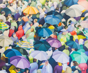 Multitud de paraguas