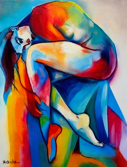 "Hollow Rest" - Abstract Figure Acrylic Canvas Figure Painting