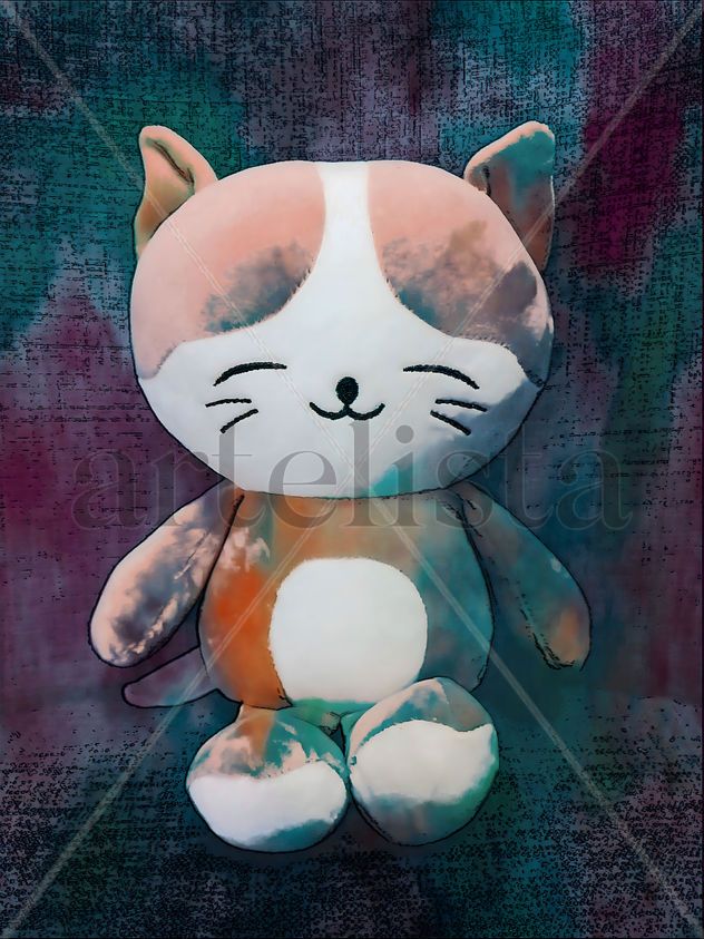 Gatito de Peluche Dormido en Tonos Pastel de Ensueño ll