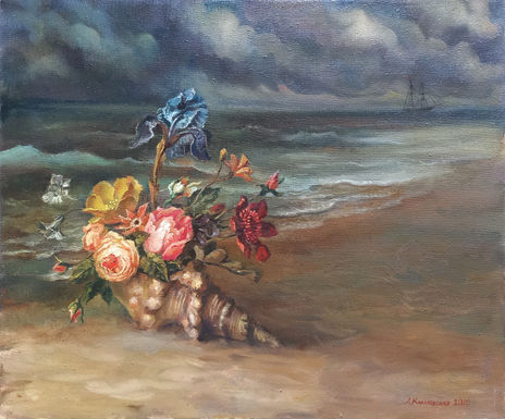 Dusk. Flowers and...