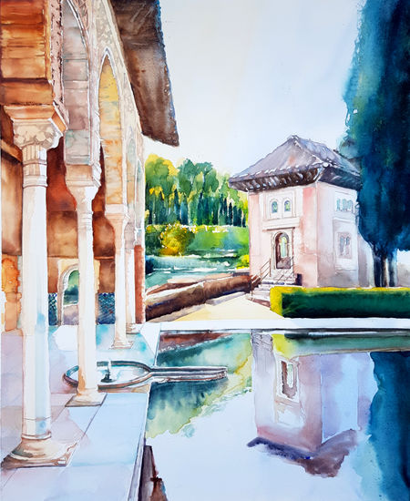 Pórtico del Partal, Alhambra Acuarela Papel Otros