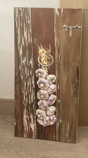 Ristra de ajos Óleo Lienzo Bodegones