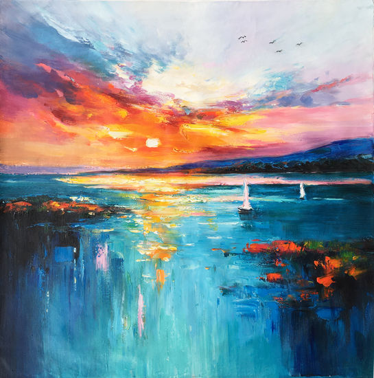 Dawn in Ocean 1604 Acrylic Canvas Landscaping