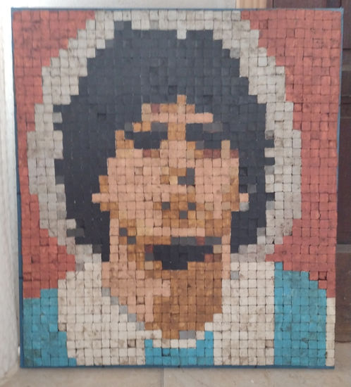 Maradona pixel art Acrylic Others Portrait