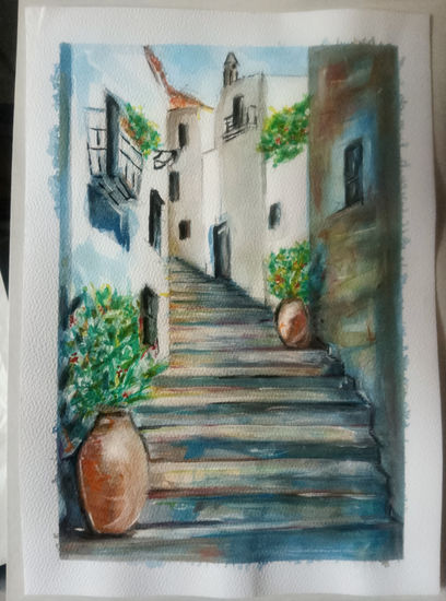 Borgo di mare Acuarela Cartulina Paisaje