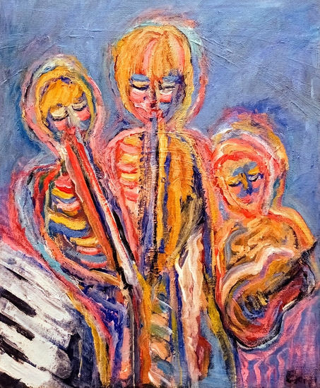 ELS MÚSICS Acrylic Textile Figure Painting