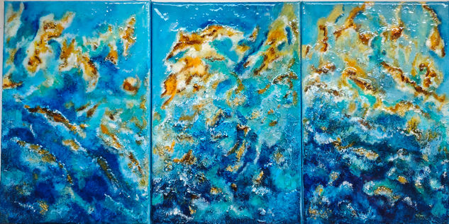 Mares de oro Media Mixta Lienzo Marina