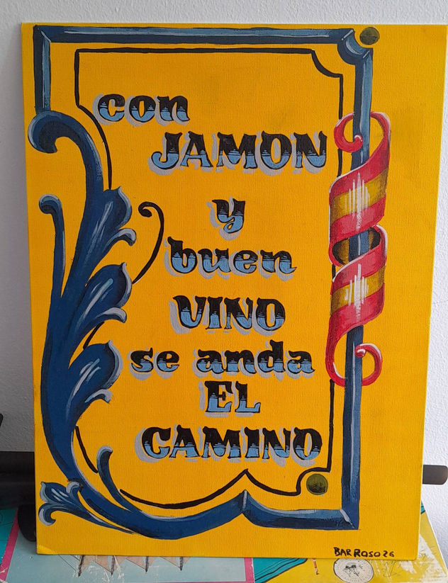 Fileteado porteño Con Jamon y Buen Vino