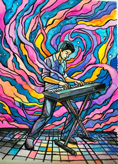 Huracàn de emociones Mixed media Paper Figure Painting