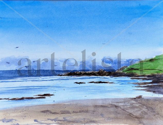 Bañugues 3 Watercolour Paper Marine Painting