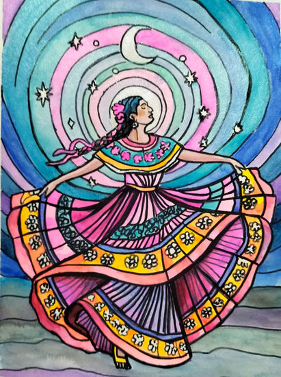 Gratitud por ser Mixed media Paper Figure Painting