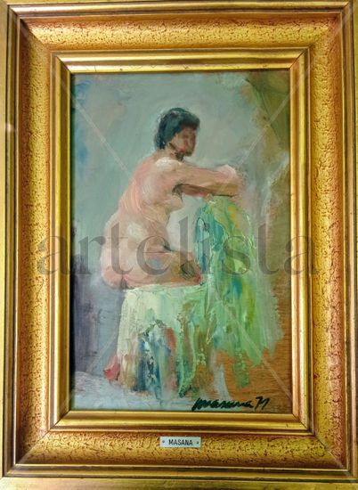 Torso Óleo Tabla Desnudos