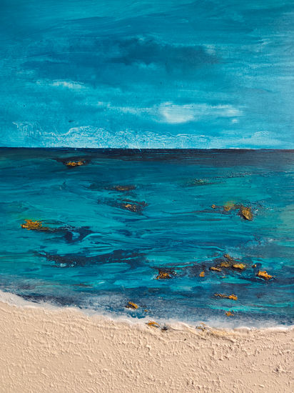 Playa con mar turquesa Media Mixta Tabla Marina