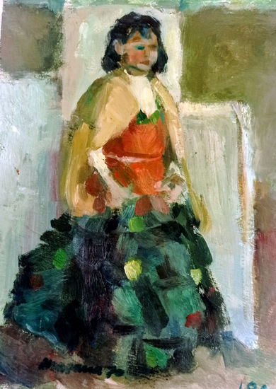 Gitanilla Oil Panel Figure Painting