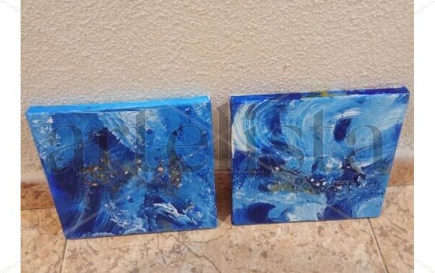 Pintura Díptico Marea Acrylic Canvas Marine Painting
