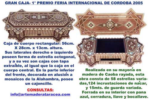 Gran Cofre Taraceado 1° premio Feria Internacional de Artesanías 2005 Córdoba Argentina