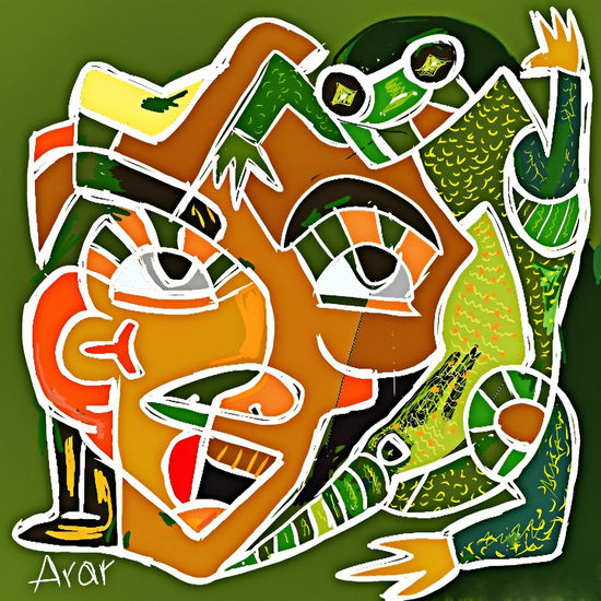 "Espiando al garrobo" Acrílico Otros Figura