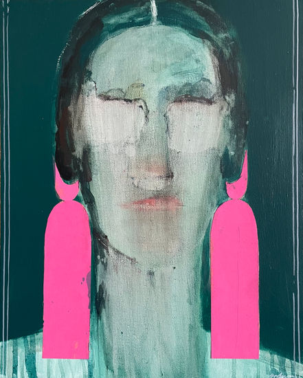 The Bijouterie in Green Mixed media Canvas Portrait