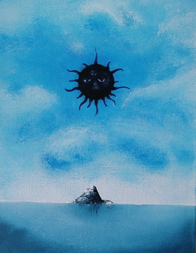 Black sun over the islet- sol negro sobre el islote