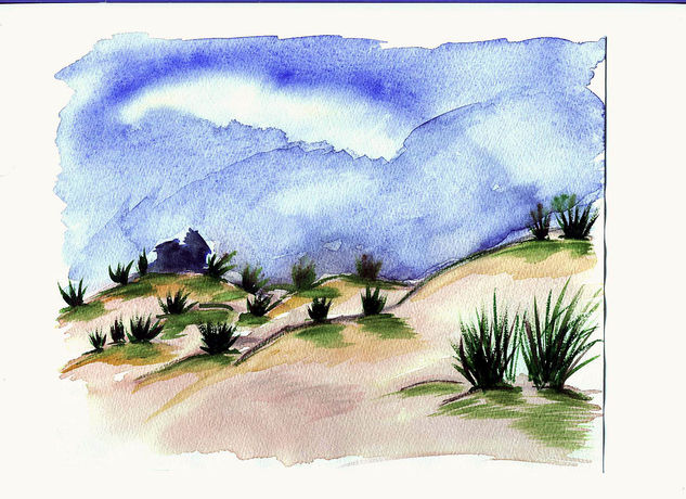 Dunas Acuarela Papel Paisaje