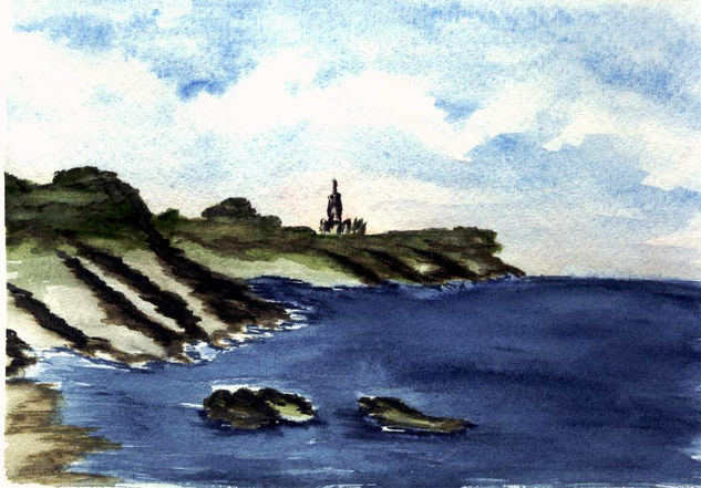 Faro de Santander Acuarela Papel Paisaje