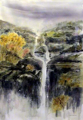 Luz en la cascada Watercolour Canvas