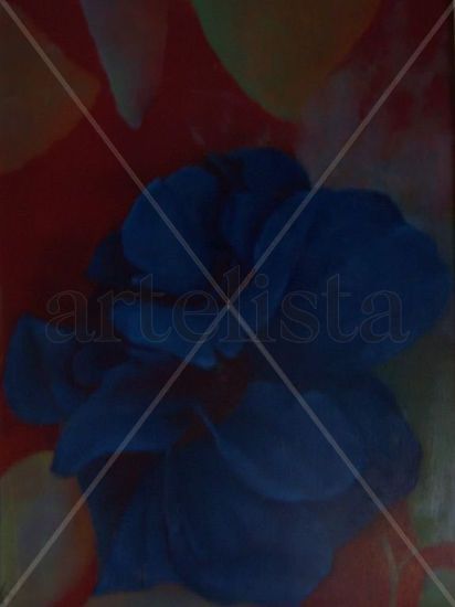 Hibisco azul Oil Panel Floral Painting