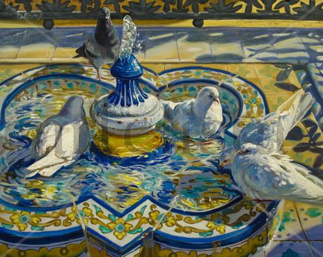 Bathing Doves