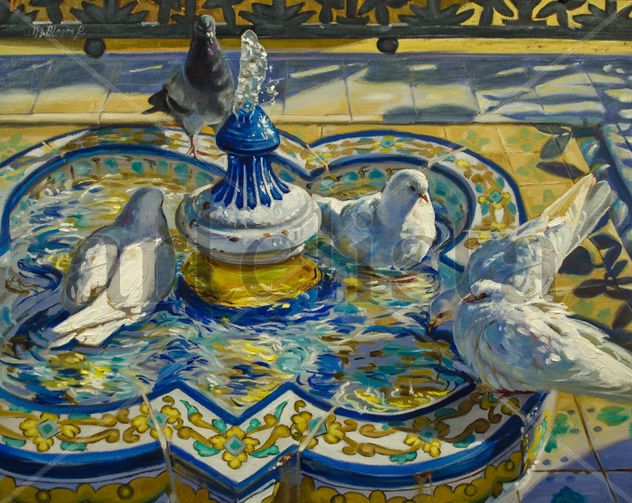 Bathing Doves