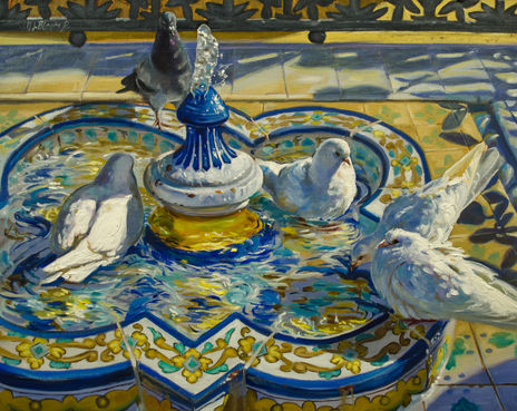 Bathing Doves