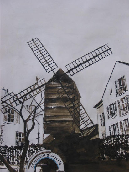 Le moulin de la Galette Watercolour Paper Landscaping