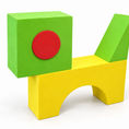 Geometric Dog — Blue, Yellow and Green — front
