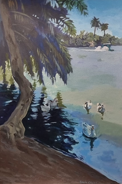 The lake at the...