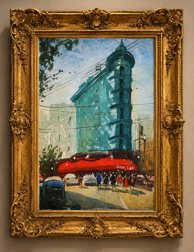 the building painting framed