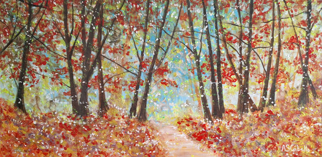 Camino en el bosque otoñal