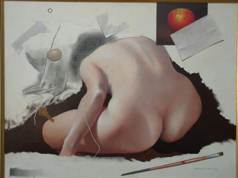 Estudio de Desnudo Óleo Papel Desnudos