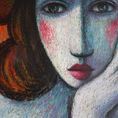 Mujer con pamela — detalle