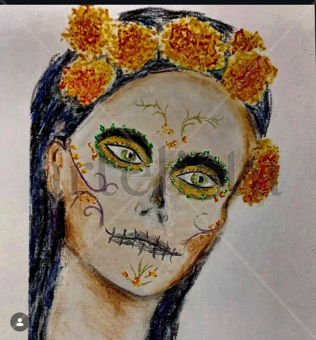 Pintura al óleo pastel. Título: La Catrina