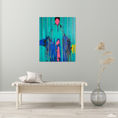 Figura verde con rostro rosa — Pintura figurativa abstracta — frontal
